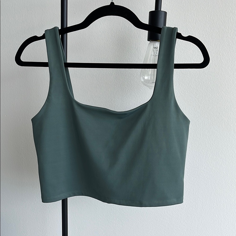 Express Green Fitted Crop Tank Top